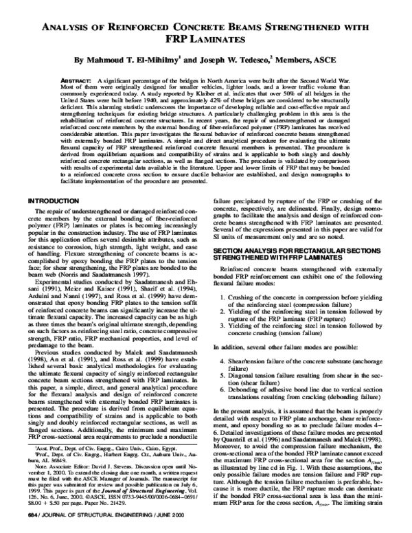 (PDF) ANALYSIS OF REINFORCED CONCRETE BEAMS STRENGTHENED WITH FRP LAMINATES