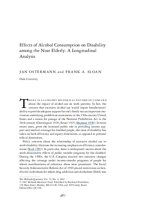 (PDF) Effects of Alcohol Consumption on Disability among the Near ...