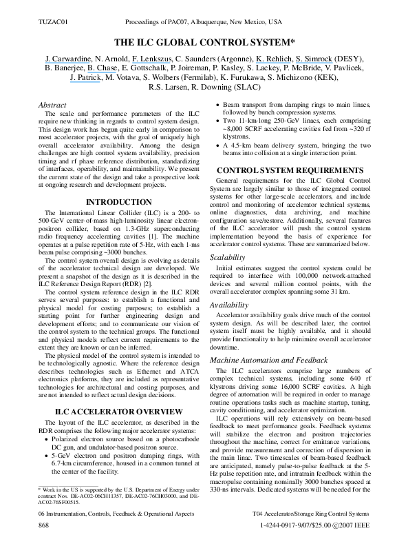 (PDF) The ILC global control system
