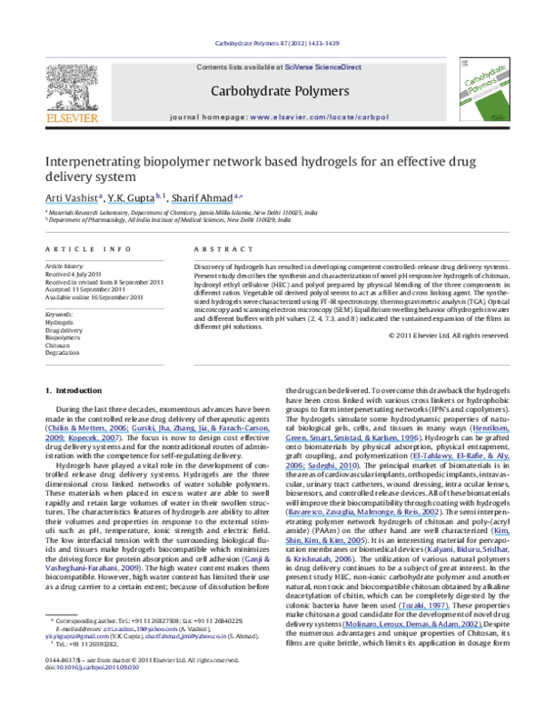 (PDF) Interpenetrating biopolymer network based hydrogels for an ...