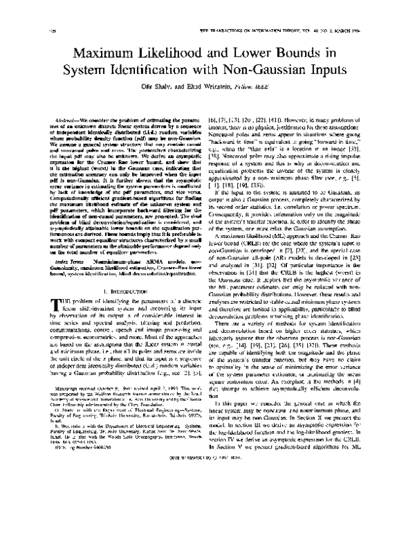 (PDF) Maximum likelihood and lower bounds in system identification with ...