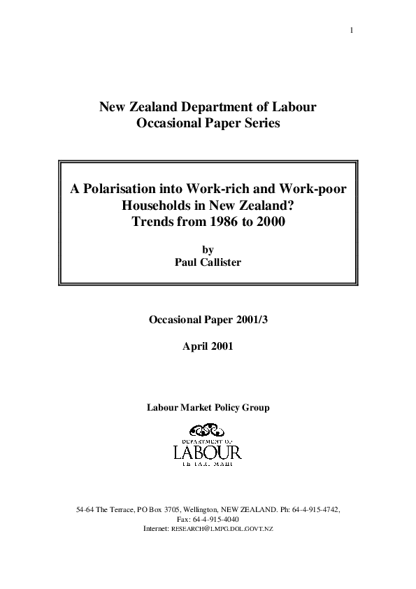 (PDF) New Zealand Department of Labour Occasional Paper Series A