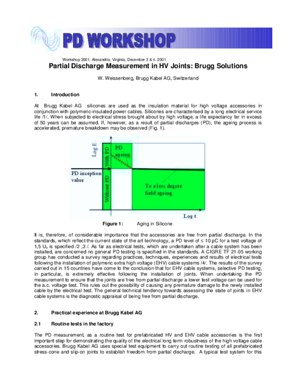 (PDF) Partial Discharge Measurement in HV Joints: Brugg Solutions