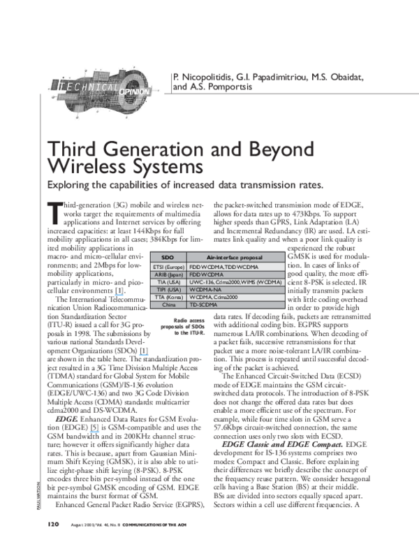 (PDF) Third generation and beyond wireless systems
