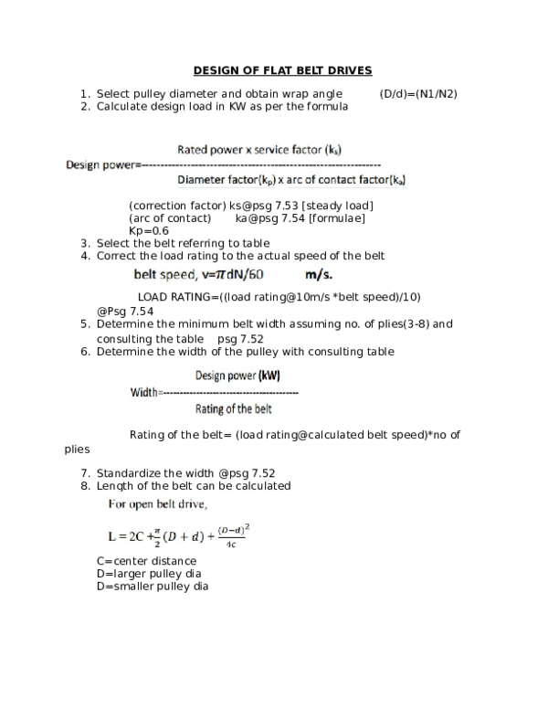 (DOC) DESIGN OF FLAT BELT DRIVES