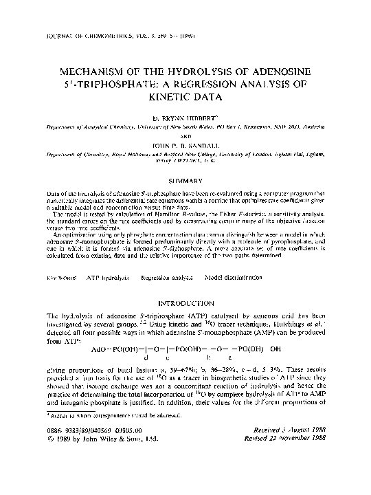 (PDF) Mechanism of the hydrolysis of adenosine 5′-triphosphate: A ...