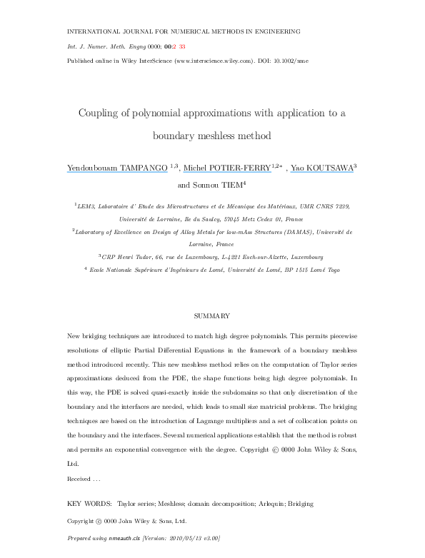 (PDF) Coupling of polynomial approximations with application to a ...