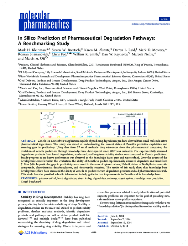 (PDF) In Silico Prediction of Pharmaceutical Degradation Pathways: A ...