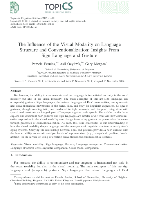 (PDF) The influence of the visual modality on language structure and ...