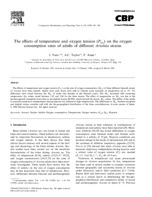 (PDF) The effects of temperature and oxygen tension (P O 2 ) on the ...
