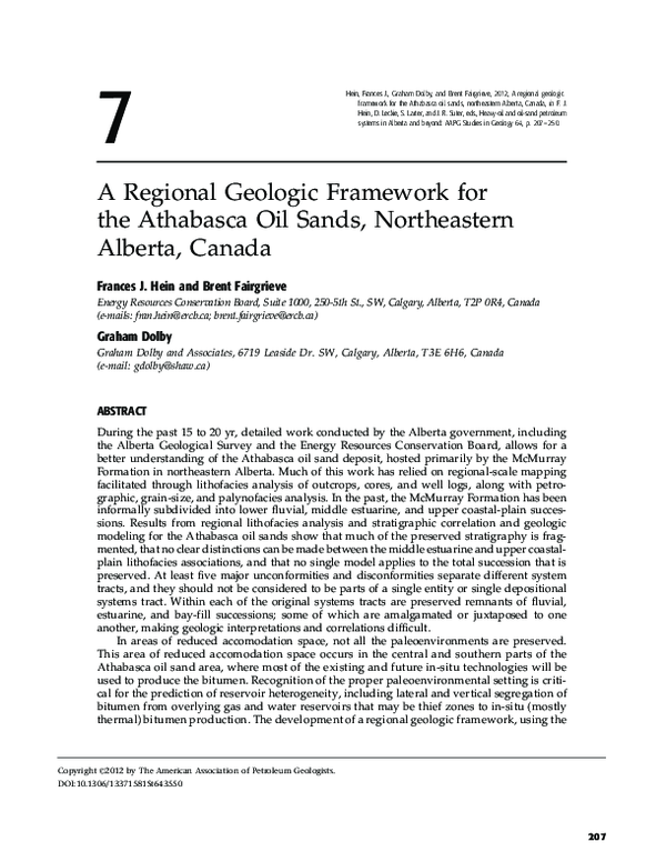 (PDF) A Regional Geologic Framework for the Athabasca Oil Sands ...