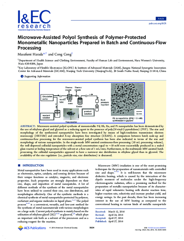 (PDF) Microwave-Assisted Polyol Synthesis of Polymer-Protected ...
