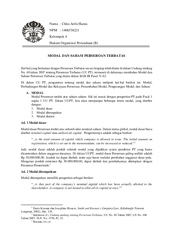 (PDF) MODAL DAN SAHAM PERSEROAN TERBATAS