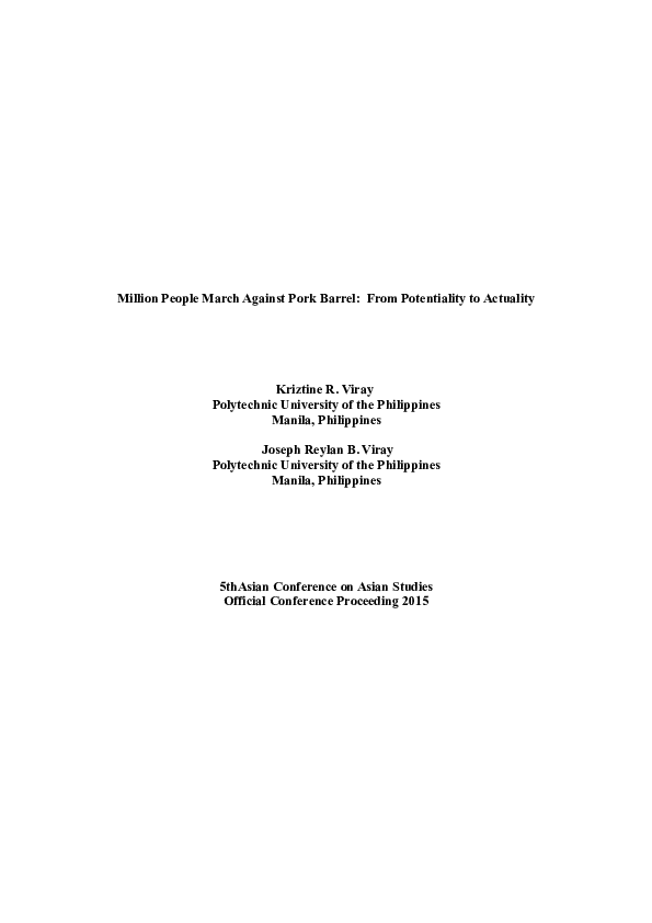 (DOC) Million People March Against Pork Barrel From Potentiality to