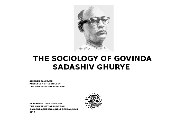 (PPT) THE SOCIOLOGY OF GOVINDA SADASHIV GHURYE