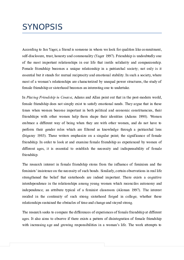 (DOC) SYNOPSIS FINAL