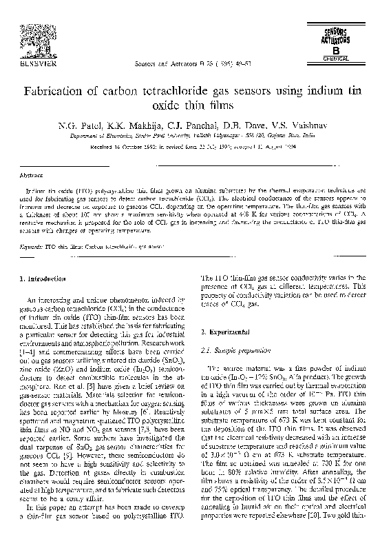 (PDF) Fabrication of carbon tetrachloride gas sensors using indium tin ...