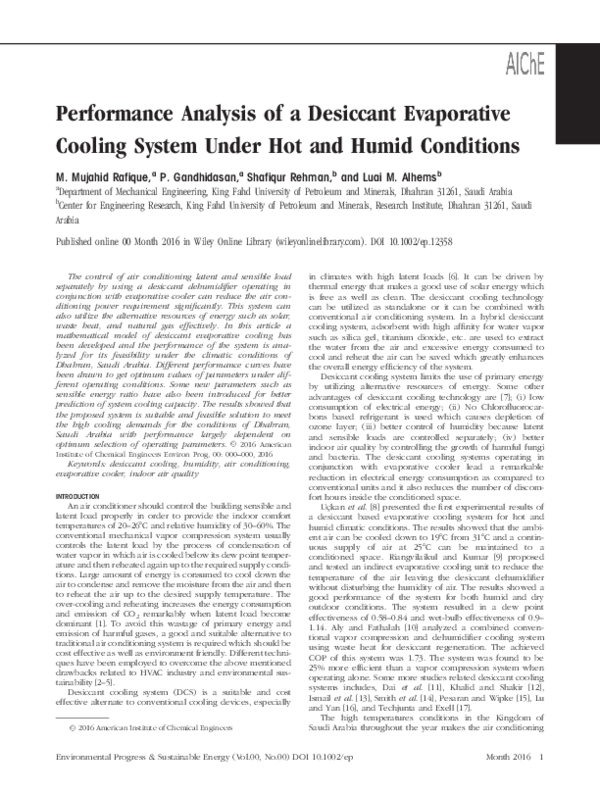 desiccant evaporative cooling