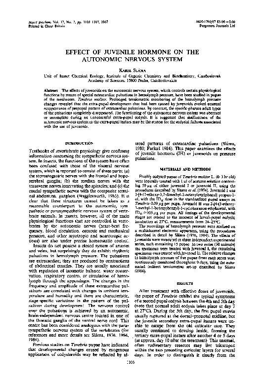 (PDF) Effect of juvenile hormone on the autonomic nervous system