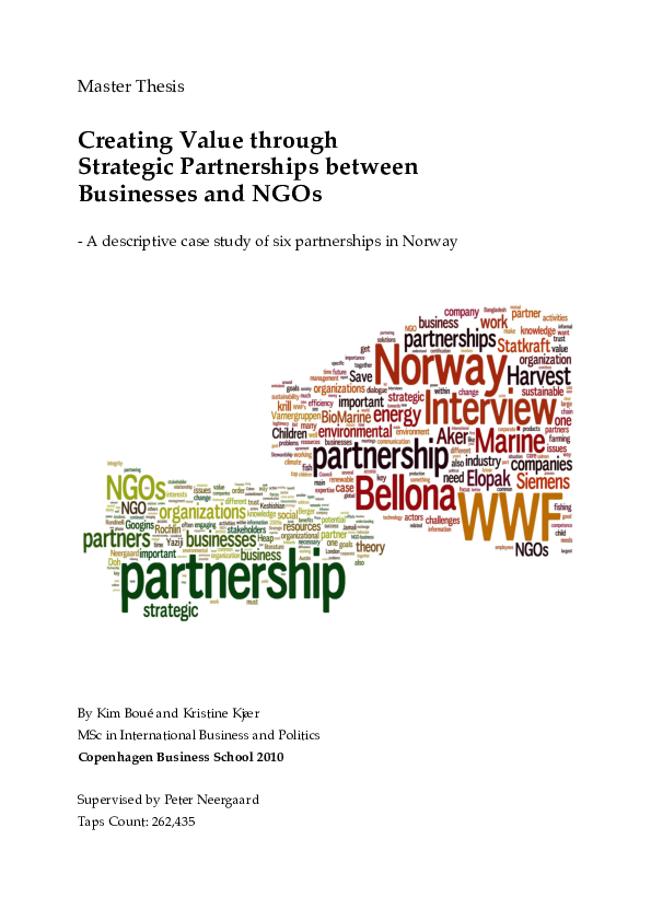 (PDF) Creating Value through Strategic Partnerships between Businesses ...