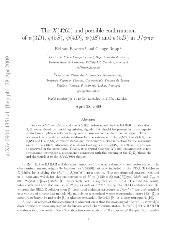(PDF) The X (4260) and possible confirmation of psi (3D), psi (5S), psi ...
