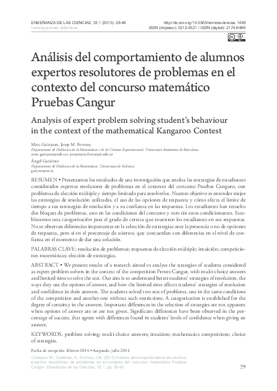 (PDF) Analysis of expert problem solving student’s behaviour in the ...