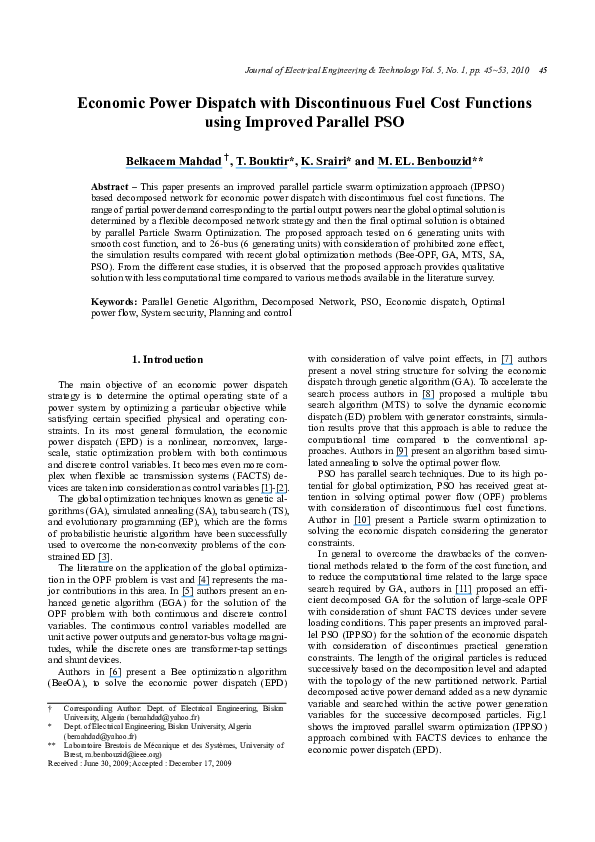(PDF) Economic Power Dispatch with Discontinuous Fuel Cost Functions ...