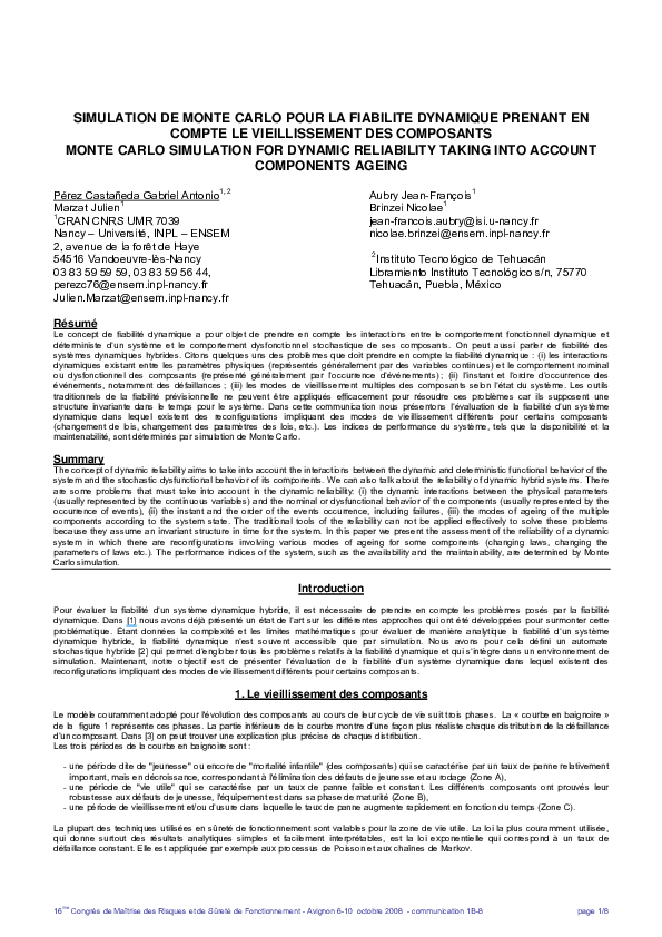 (PDF) Simulation de Monte Carlo pour la fiabilité dynamique prenant en ...