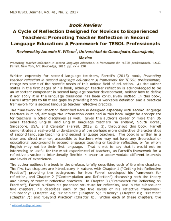 (PDF) Book Review A Cycle of Reflection Designed for Novices to ...