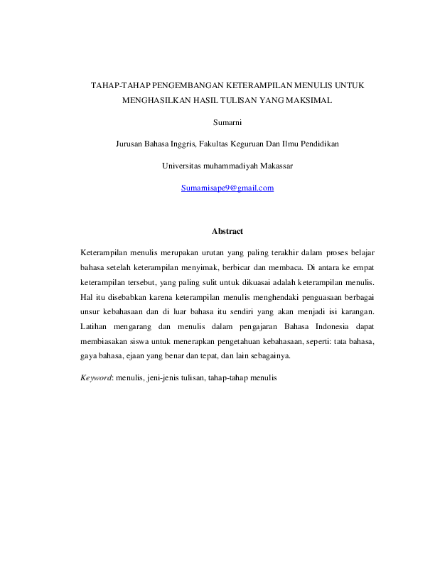 (PDF) TAHAPTAHAP PENGEMBANGAN KETERAMPILAN MENULIS UNTUK