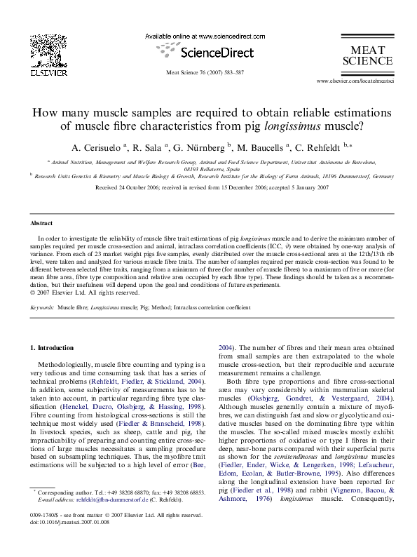 (PDF) How many muscle samples are required to obtain reliable ...