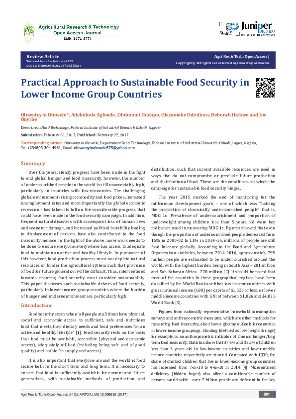 (PDF) Practical Approach to Sustainable Food Security in Lower Income ...