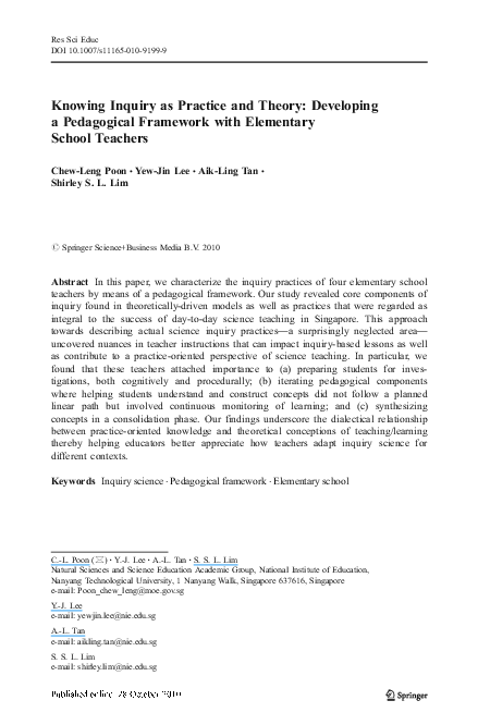 (PDF) Knowing Inquiry as Practice and Theory: Developing a Pedagogical ...