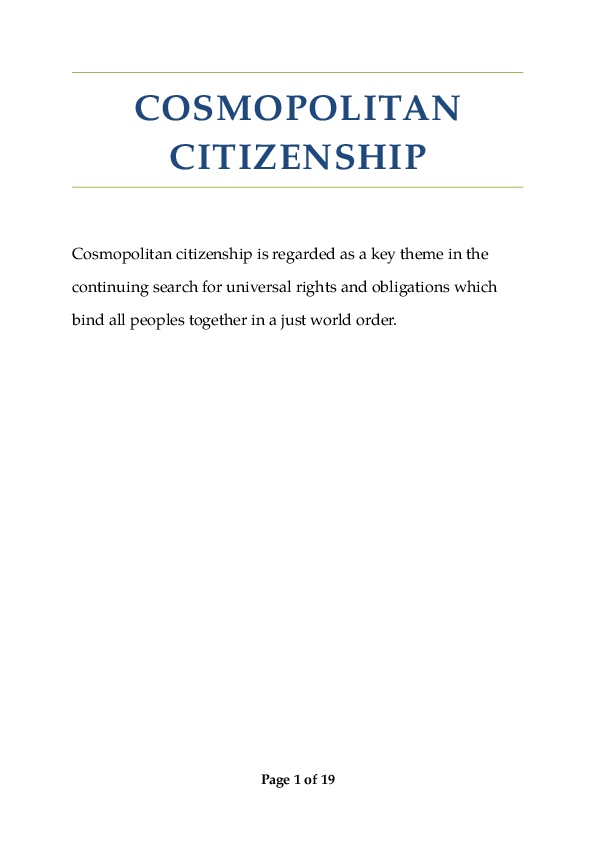 Cosmopolitan citizenship wikipedia picture