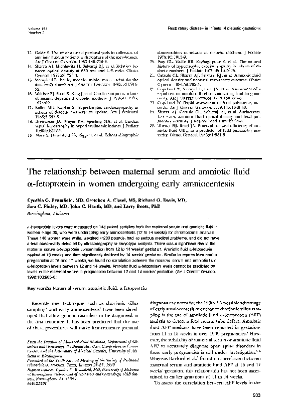 (PDF) The relationship between maternal serum and amniotic fluid α ...
