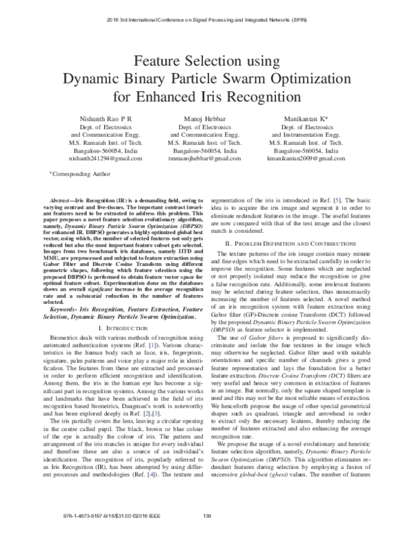 (PDF) Feature Selection using Dynamic Binary Particle Swarm ...