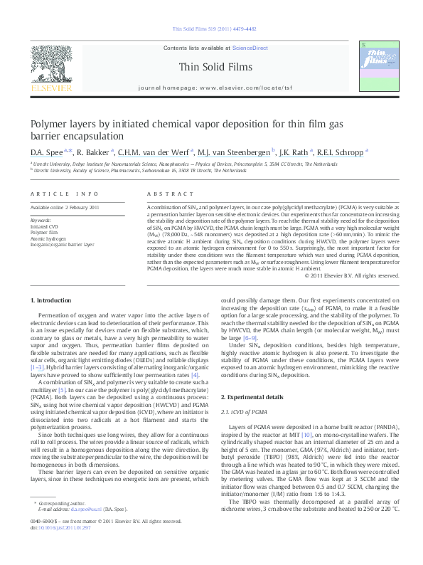 (PDF) Polymer layers by initiated chemical vapor deposition for thin ...