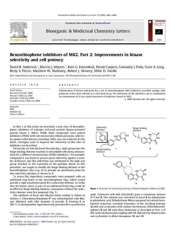 (PDF) Benzothiophene inhibitors of MK2. Part 2: Improvements in kinase ...