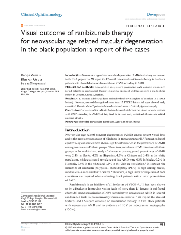 (PDF) Visual outcome of ranibizumab therapy for neovascular age related ...