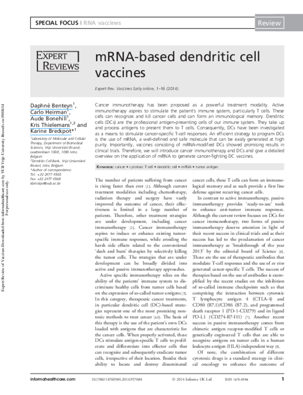 (PDF) mRNA-based dendritic cell vaccines