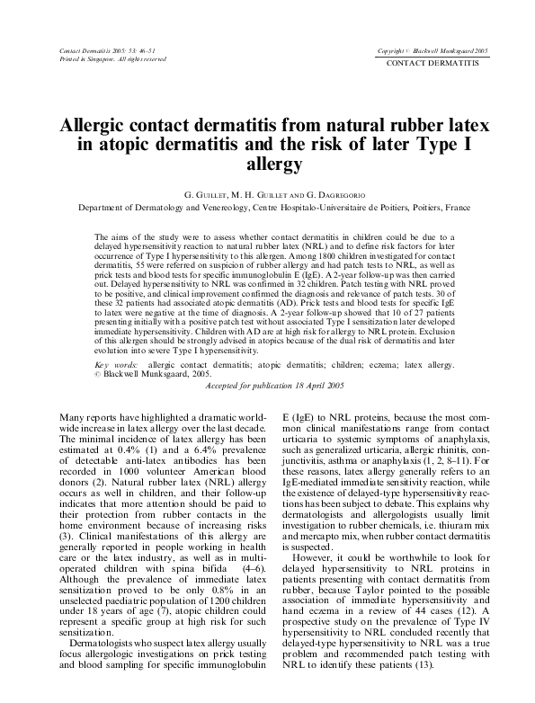 (PDF) Allergic contact dermatitis caused by ptertbutylphenol formaldehyde resin and