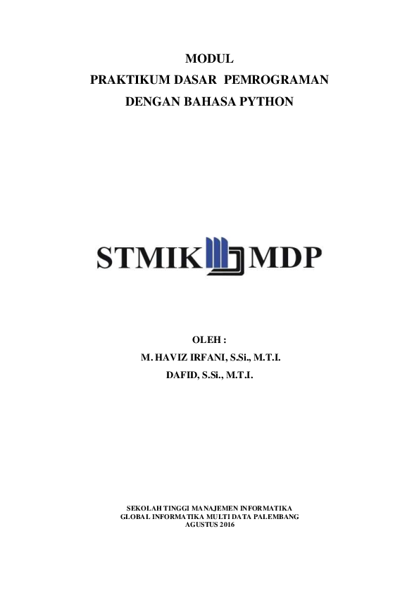 (PDF) Modul Praktikum Dasar Pemrograman / STMIK Global Informatika MDP ...