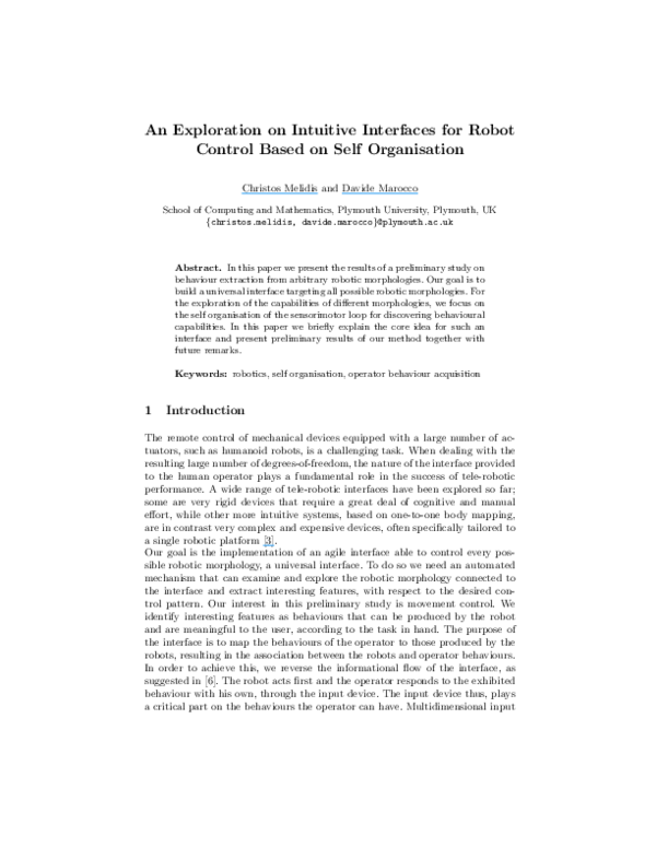 (PDF) An Exploration on Intuitive Interfaces for Robot Control Based on ...