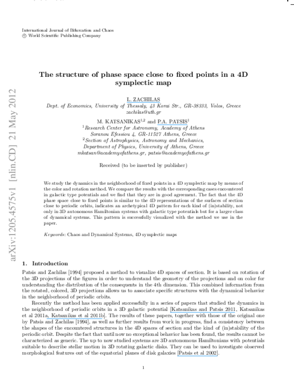 (PDF) The Structure of Phase Space Close to Fixed Points in a 4D ...