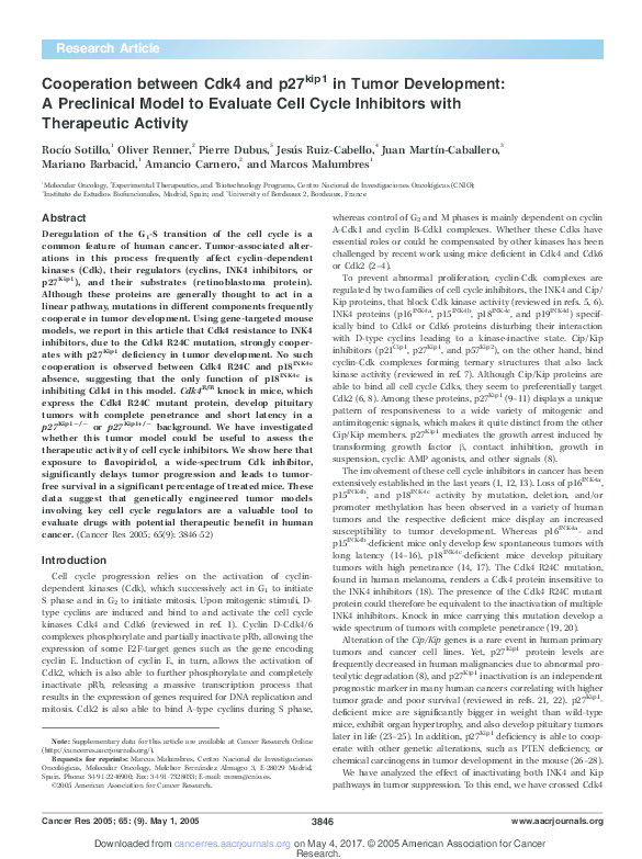 (PDF) A Preclinical Model to Evaluate Cell Cycle Inhibitors with ...