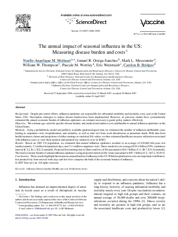 (PDF) The annual impact of seasonal influenza in the US: Measuring ...