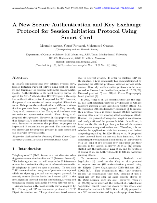 (PDF) A New Secure Authentication and Key Exchange Protocol for Session ...