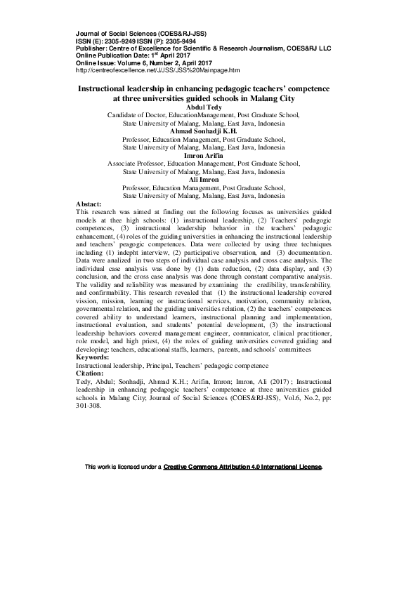(PDF) Instructional leadership in enhancing pedagogic teachers ...
