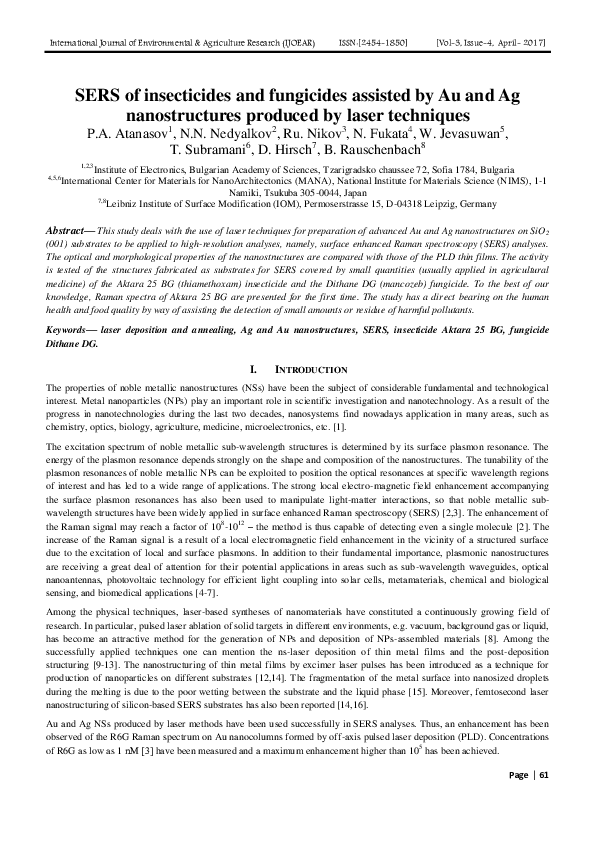 (PDF) SERS of insecticides and fungicides assisted by Au and Ag ...