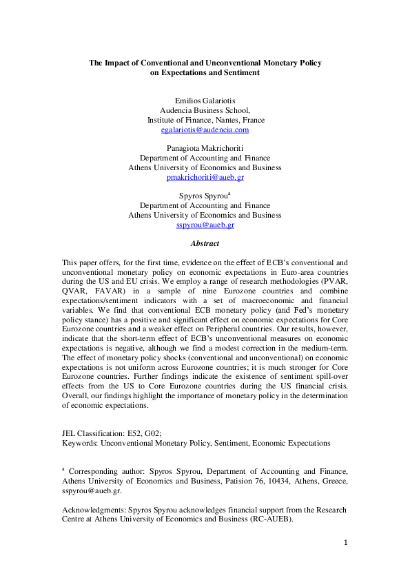 (PDF) The Impact of Conventional and Unconventional Monetary Policy on ...